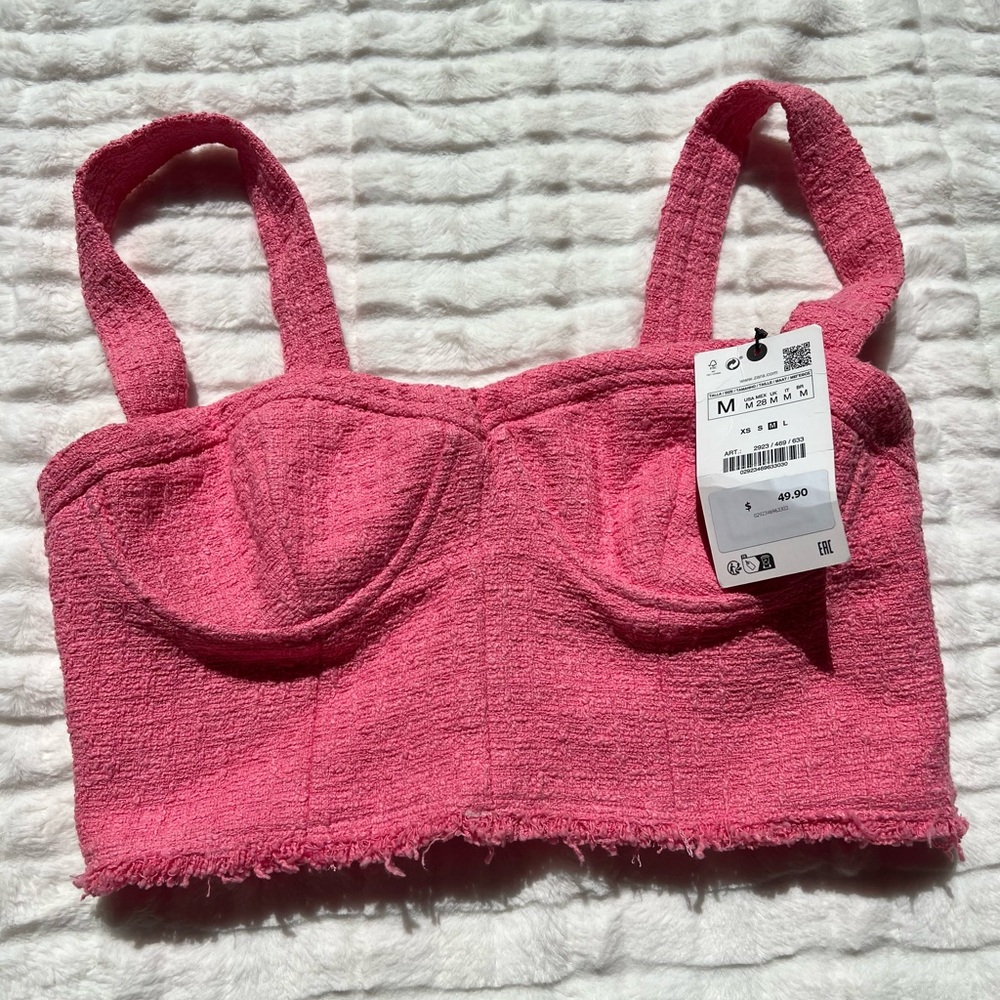 ZARA Pink Textured Crop Top